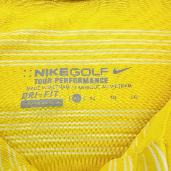 Nike Tour Performance Polo Shirt Mens XL Yellow  Short Sleeve Golf DRIFIT - Picture 2 of 10